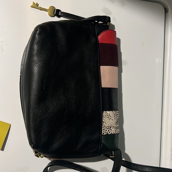 Leather color block fossil crossbody - Picture 4 of 6